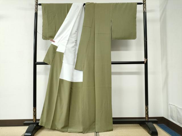 平和屋着物●上質な色無地 根岸色 正絹 逸品 未使用 CABC6874yc
