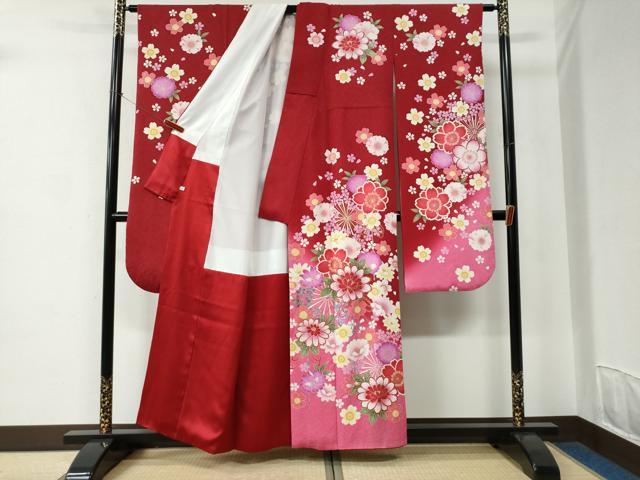 平和屋着物●豪華振袖 舞花文 暈し染め 金彩 正絹 逸品 CABC6876yc