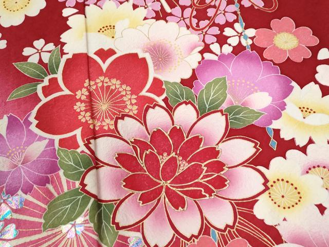 平和屋着物●豪華振袖 舞花文 暈し染め 金彩 正絹 逸品 CABC6876yc