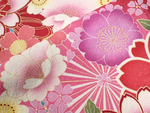 平和屋着物●豪華振袖 舞花文 暈し染め 金彩 正絹 逸品 CABC6876yc