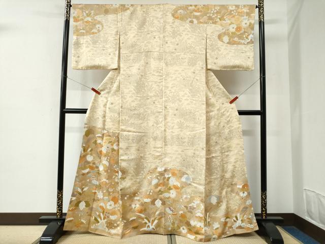 平和屋着物●訪問着 駒刺繍 貝合わせ橘花文 金彩 正絹 逸品 CABC6882yc
