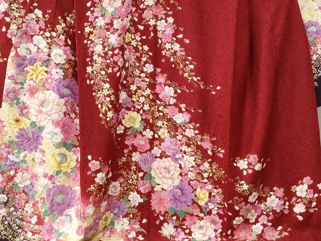 平和屋着物●豪華振袖 牡丹花文 ラインストーン 暈し染め 金通し地 正絹 逸品 CABC6905yc