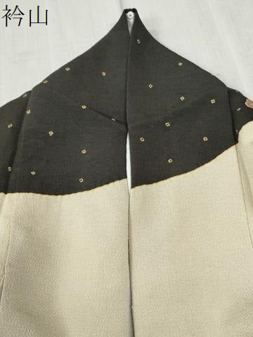 平和屋着物●訪問着 枝梅文 黒地 金彩 鬼しぼ縮緬 正絹 逸品 CABC6910yc