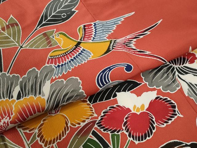 平和屋着物●豪華振袖 型染め 御所解花鳥文 正絹 逸品 CABC6913yc