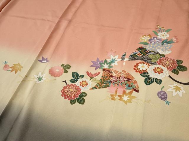 平和屋着物●訪問着 駒刺繍 毬吉祥草花文 暈し染め 金彩 仮絵羽 正絹 逸品 未使用 CABC6921yc