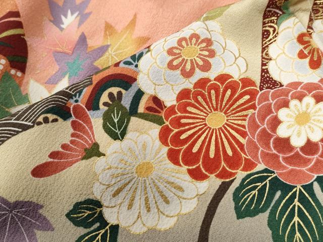 平和屋着物●訪問着 駒刺繍 毬吉祥草花文 暈し染め 金彩 仮絵羽 正絹 逸品 未使用 CABC6921yc