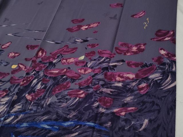平和屋着物●森英恵・HANAE MORI 振袖 枝花文 金彩 正絹 逸品 CABC6938yc