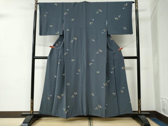 平和屋着物●上質な小紋 昔話 鶴の恩返し 人物 兎 鶴 金彩 正絹 逸品 CABC6962yc