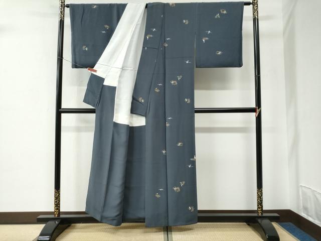 平和屋着物●上質な小紋 昔話 鶴の恩返し 人物 兎 鶴 金彩 正絹 逸品 CABC6962yc