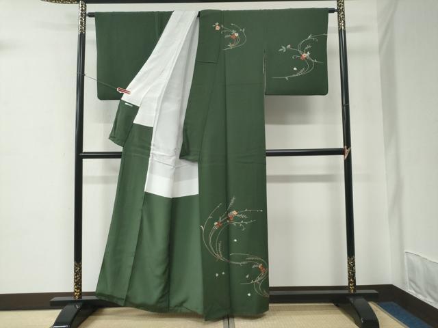 平和屋着物●訪問着 総刺繍 草花文 鬼しぼ縮緬 正絹 逸品 CABC6971yc