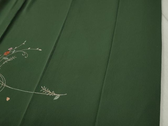 平和屋着物●訪問着 総刺繍 草花文 鬼しぼ縮緬 正絹 逸品 CABC6971yc