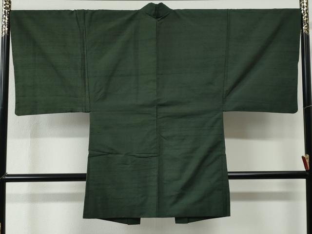 平和屋着物●男性 色無地 アンサンブル 柳煤竹色 正絹 逸品 CABC6978yc