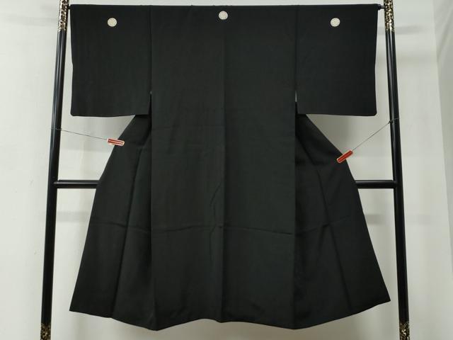 平和屋着物●男性 黒紋付 正絹 逸品 CABC6983yc