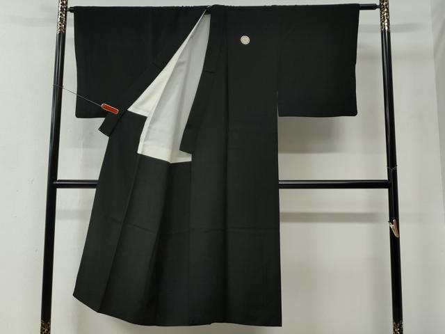 平和屋着物●男性 黒紋付 正絹 逸品 CABC6983yc