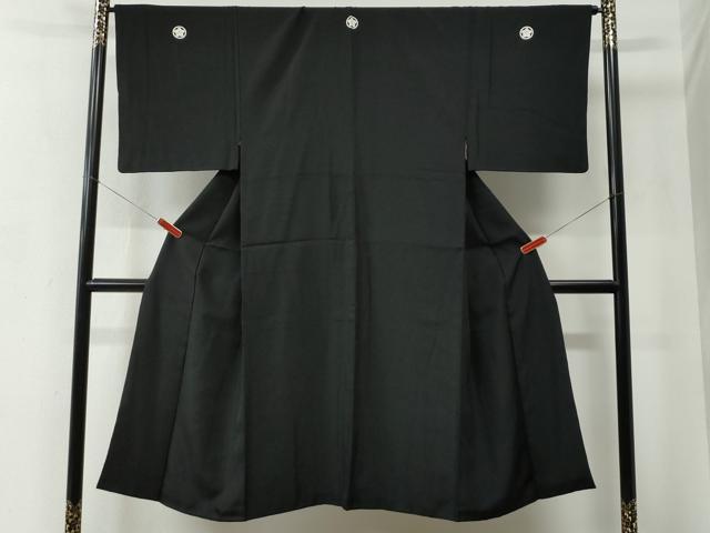 平和屋着物●男性 黒紋付 正絹 逸品 CABC6987yc