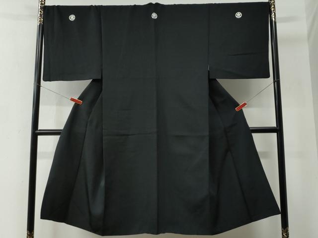 平和屋着物●男性 黒紋付 正絹 逸品 CABC6990yc