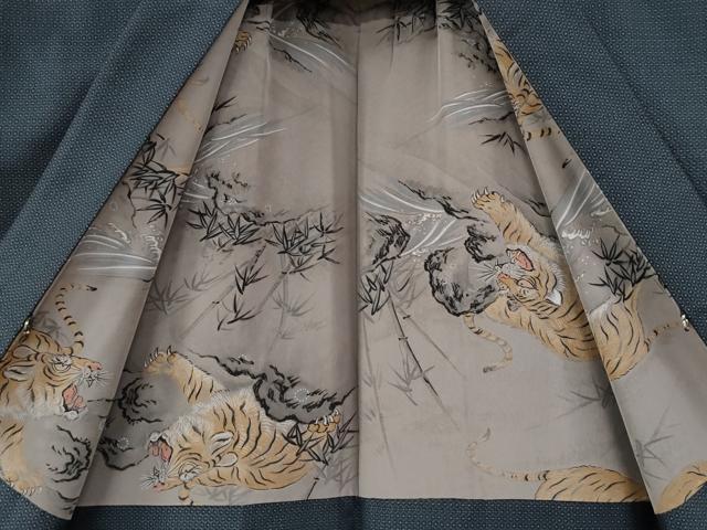 平和屋着物●男性 本場大島紬 アンサンブル 100亀甲 総詰め 羽裏:虎 正絹 逸品 CABC6998yc