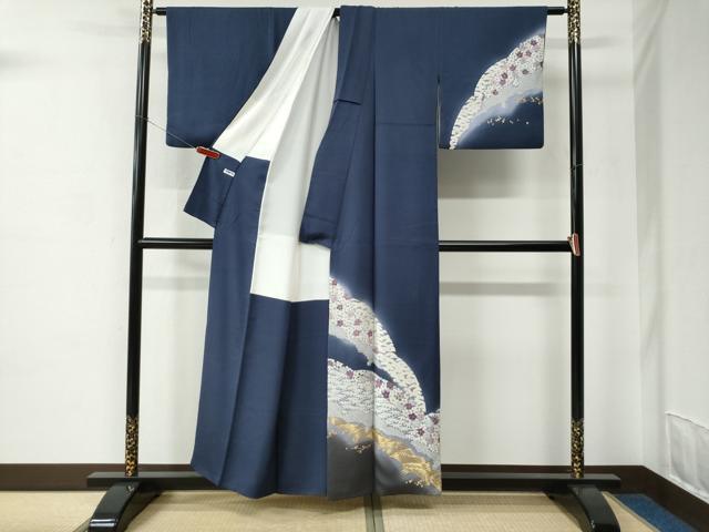 平和屋着物●訪問着 作家物 総刺繍 雪芝松竹梅 暈し染め 金糸 正絹 逸品 CABC7016yc