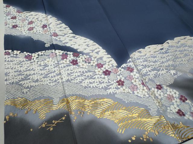 平和屋着物●訪問着 作家物 総刺繍 雪芝松竹梅 暈し染め 金糸 正絹 逸品 CABC7016yc