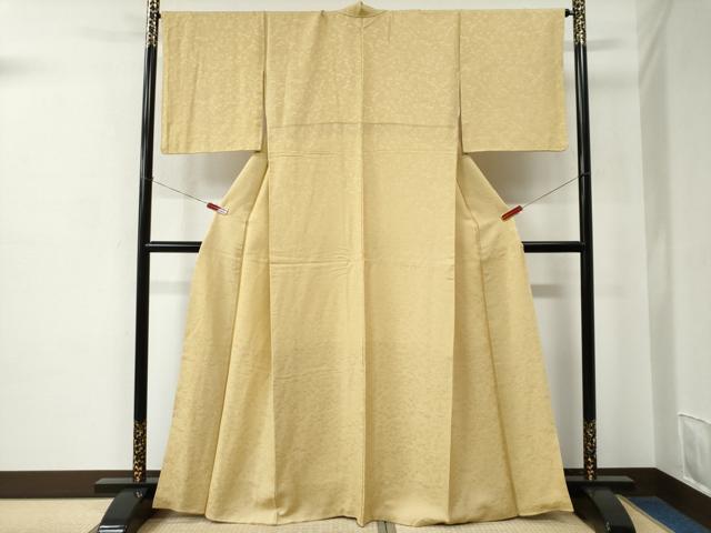 平和屋着物●上質な色無地 松竹梅花地紋 飴色 正絹 逸品 CABC7021yc