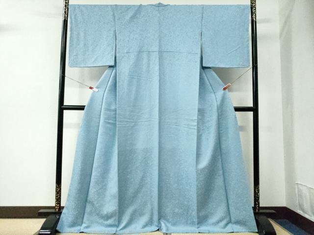 平和屋着物●上質な色無地 草花地紋 浅縹色 さが美扱い ロング丈 正絹 逸品 CABC7035yc