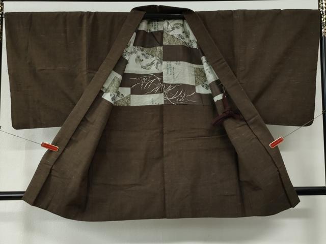 平和屋着物●男性 紬 アンサンブル 色無地 憲法色 正絹 逸品 CABC7087yc
