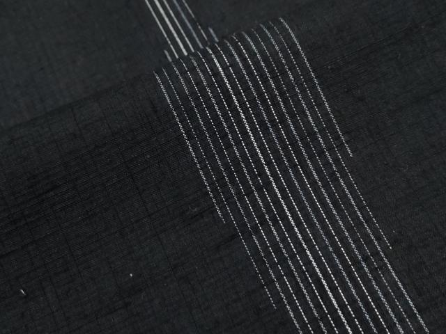平和屋着物▼上質な紬 霞文 黒地 正絹 逸品 CABC7088yc