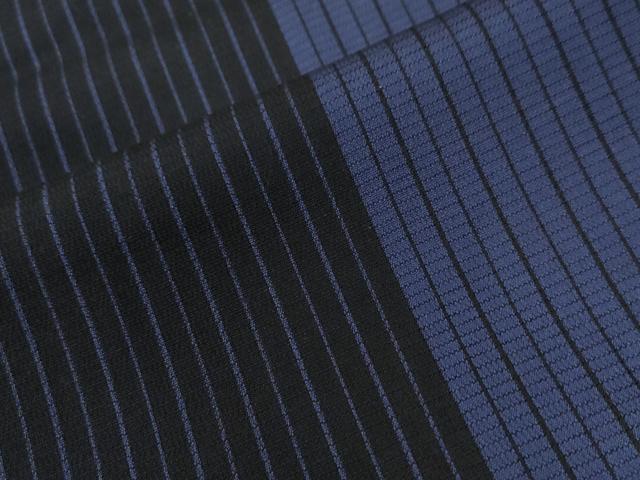 平和屋着物●本塩沢 縞 黒地 ロング丈 正絹 逸品 CABC7090yc