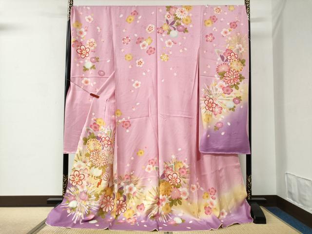 平和屋着物●豪華振袖 駒刺繍 菊花文 暈し染め 金彩 仮絵羽 逸品 未使用 CABC7151yc