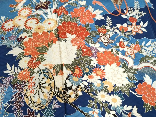 平和屋着物●豪華振袖 雲取り牡丹花車文 金彩 正絹 逸品 CABC7167yc