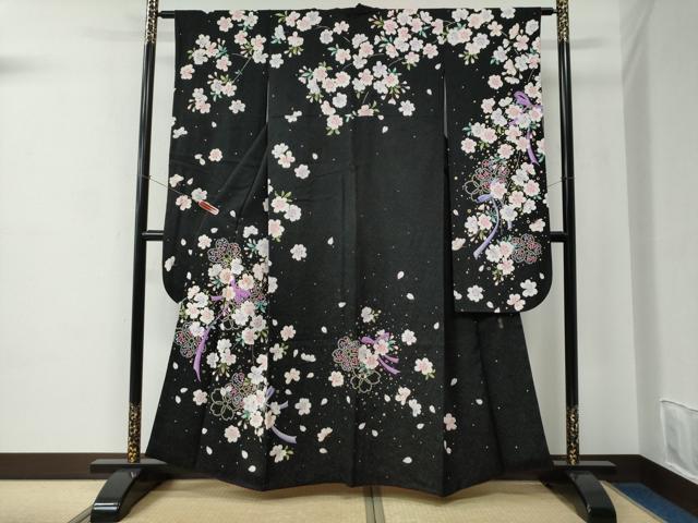 平和屋着物●世界的ファッションデザイナー 山本寛斎 kansaiブランド 振袖 舞桜 ラメ糸 銀通し地 京都きもの友禅扱い 正絹 逸品 CABC7173yc