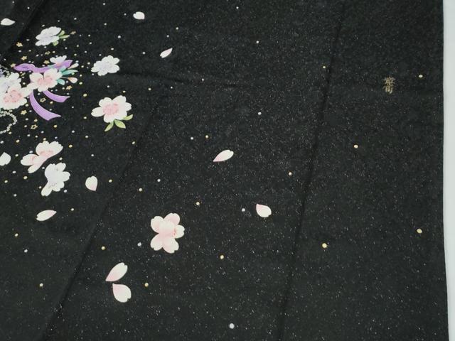 平和屋着物●世界的ファッションデザイナー 山本寛斎 kansaiブランド 振袖 舞桜 ラメ糸 銀通し地 京都きもの友禅扱い 正絹 逸品 CABC7173yc