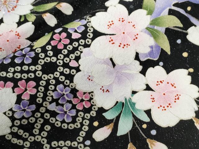 平和屋着物●世界的ファッションデザイナー 山本寛斎 kansaiブランド 振袖 舞桜 ラメ糸 銀通し地 京都きもの友禅扱い 正絹 逸品 CABC7173yc