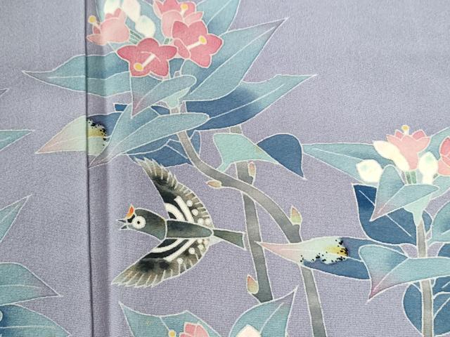 平和屋着物●本加賀友禅作家 百貫華峰 訪問着 花鳥文 暈し染め 正絹 逸品 CABC7180yc