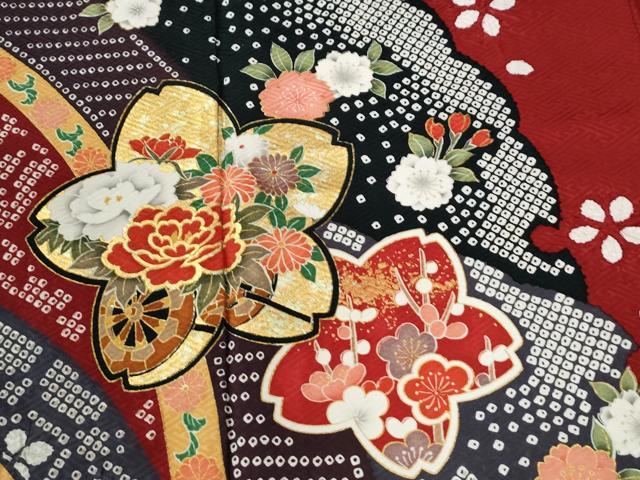 平和屋着物●豪華振袖 雪輪舞桜花車文 金彩 正絹 逸品 CABC7181yc