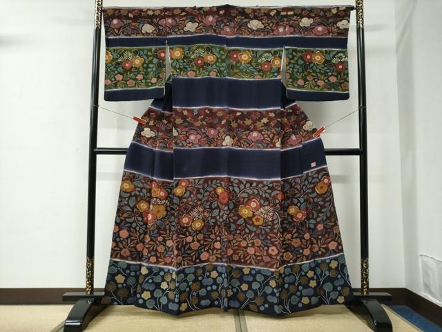 平和屋着物●訪問着 作家物 辻が花 暈し染め 鬼しぼ縮緬 正絹 逸品 CABC7189yc