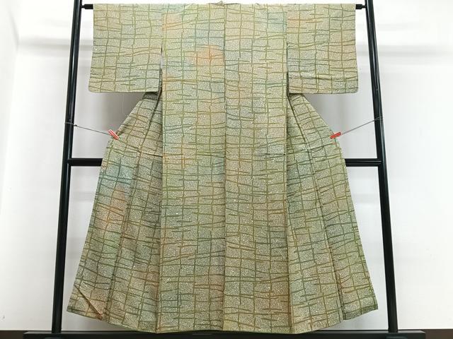 平和屋着物■上質な小紋 変わり格子 正絹 逸品 CABC7391xe