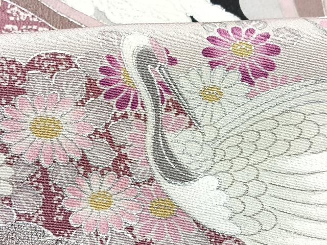 平和屋着物■豪華黒留袖 刺繍 風景文 鶴 銀彩 正絹 逸品 CABC7505xe