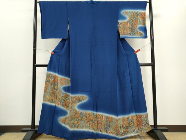 平和屋着物■訪問着 更紗吉祥花文 暈し染め 鬼しぼ縮緬 正絹 逸品 CABC7726ou