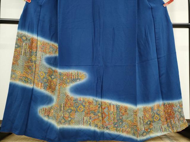 平和屋着物■訪問着 更紗吉祥花文 暈し染め 鬼しぼ縮緬 正絹 逸品 CABC7726ou