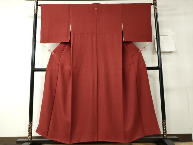 平和屋着物■上質な色無地 草花地紋 弁柄色 正絹 逸品 CABC7784ou