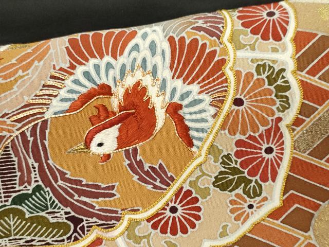 平和屋着物■豪華黒留袖 駒刺繍 鏡裏鳳凰花文 金彩 正絹 逸品 CABC7838ou