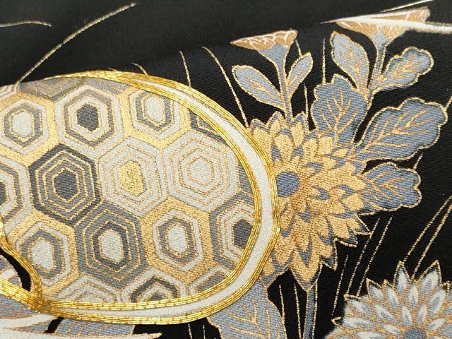 平和屋着物■豪華黒留袖 駒刺繍 吉祥草花文 金彩 正絹 逸品 CABC7844ou