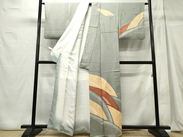平和屋着物■訪問着 刺繍 絞り 花唐草文 金彩 正絹 逸品 CABC7865ou
