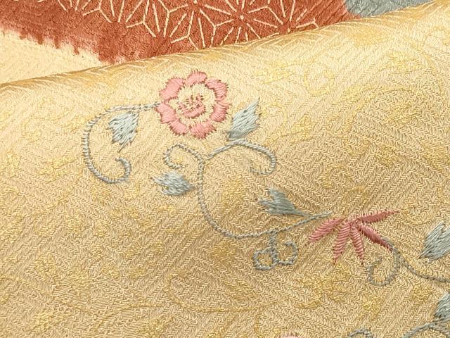 平和屋着物■訪問着 刺繍 絞り 花唐草文 金彩 正絹 逸品 CABC7865ou