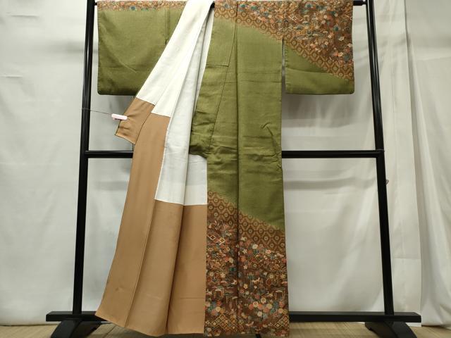 平和屋着物■訪問着 宝尽くし舞蝶花文 暈し染め 金彩 正絹 逸品 CABC7867ou