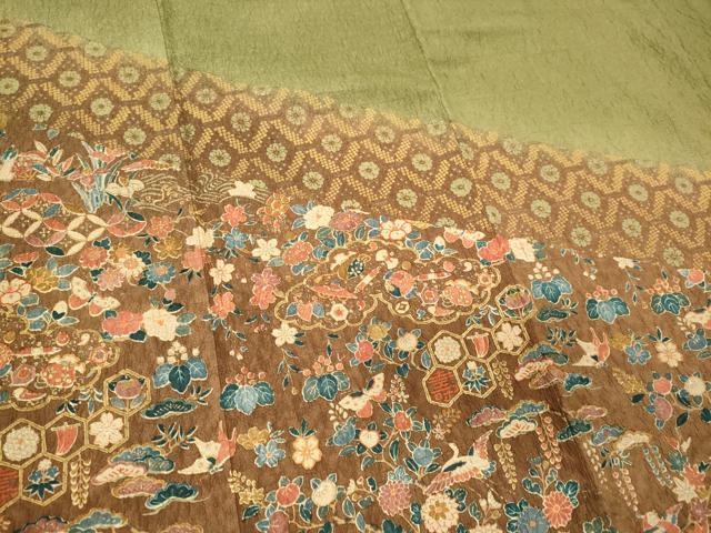 平和屋着物■訪問着 宝尽くし舞蝶花文 暈し染め 金彩 正絹 逸品 CABC7867ou