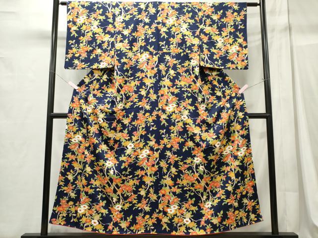 平和屋着物■上質な小紋 枝花文 正絹 逸品 CABC7881ou