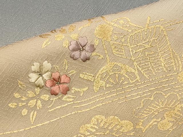 平和屋着物■訪問着 刺繍 草花松文 暈し染め 金彩 正絹 逸品 CABC7900ou