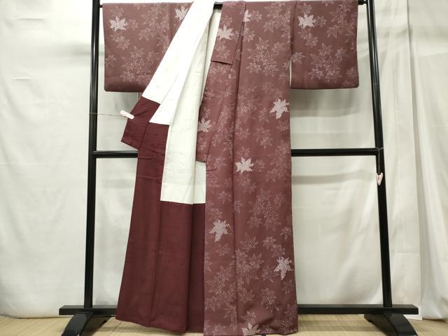 平和屋着物■上質な小紋 絞り 楓文 正絹 逸品 CABC7915ou